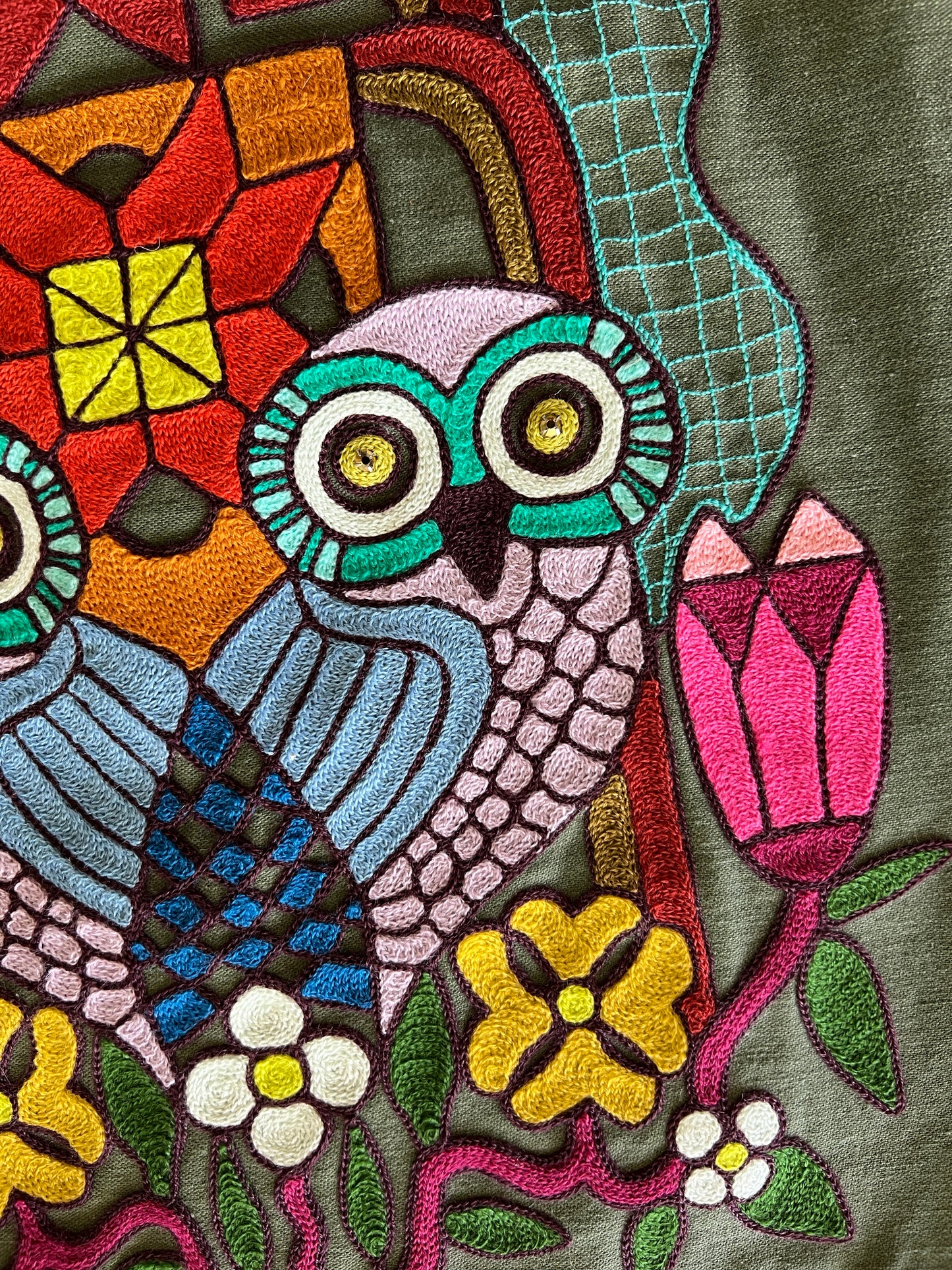 Vintage Military Shirt - Quilted Owls