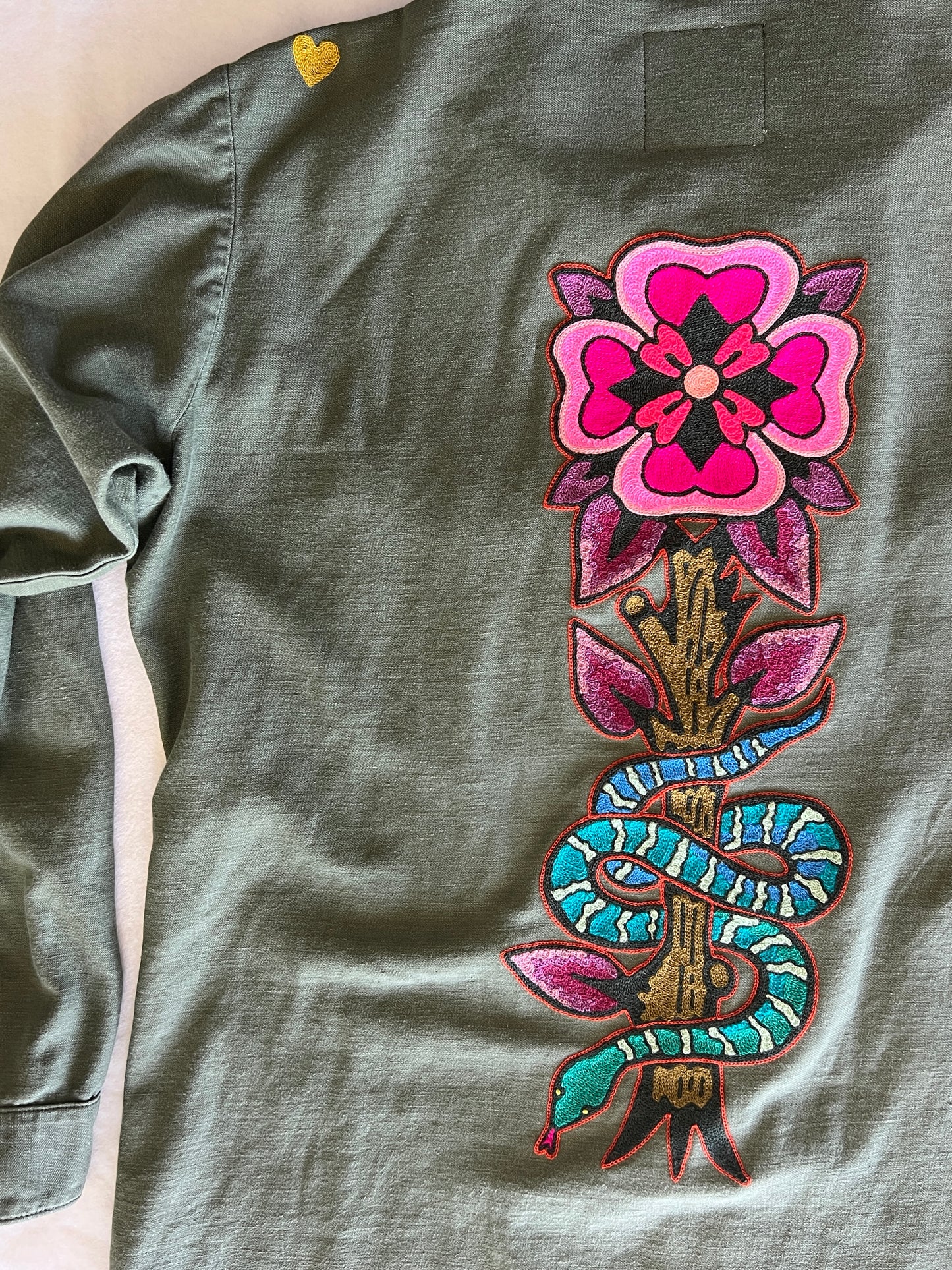 Vintage Military Shirt - Cowgirl Snake Bloom