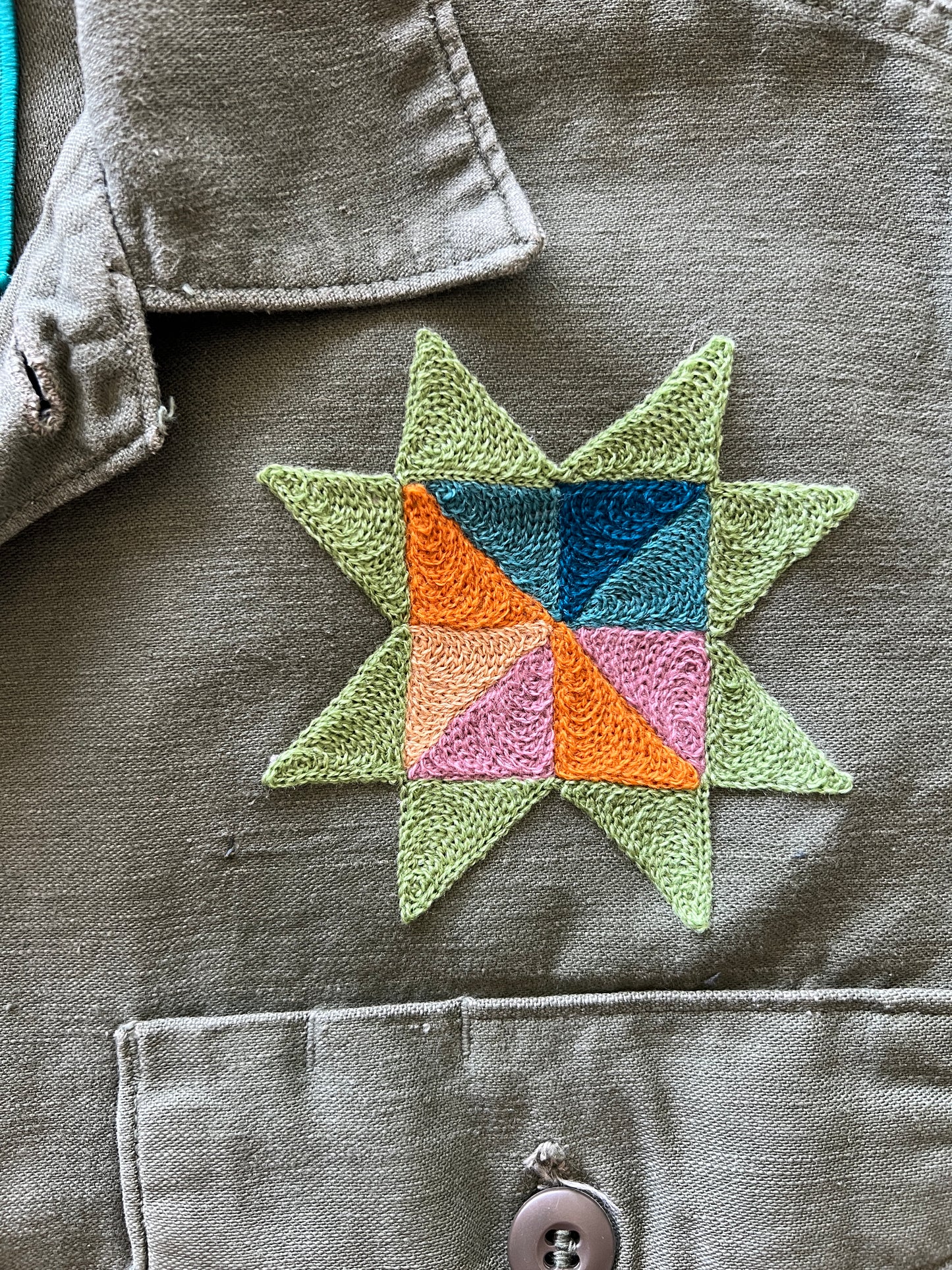 Vintage Military Shirt - Quilted Owls