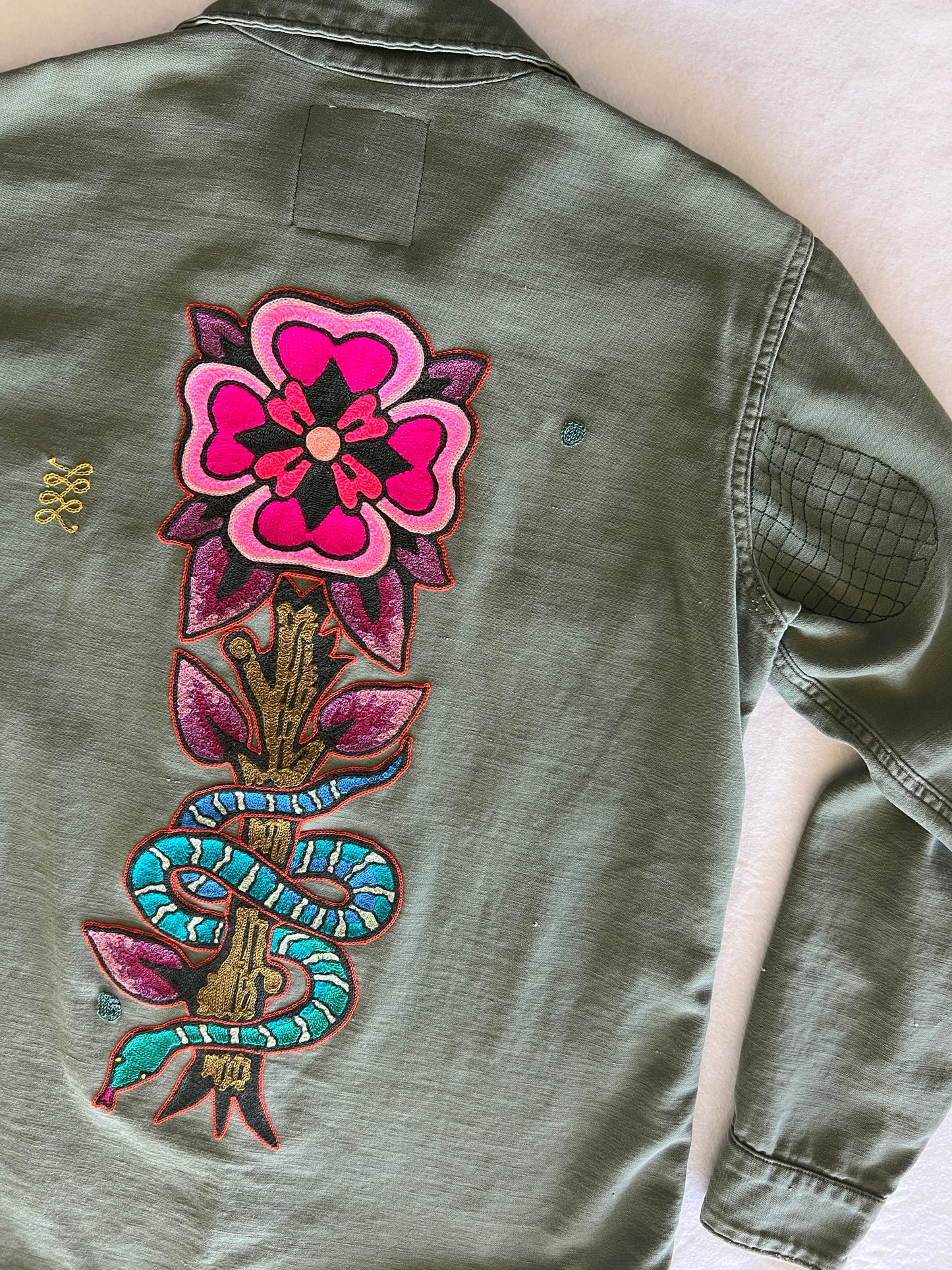 Vintage Military Shirt - Sunshine Snake Bloom