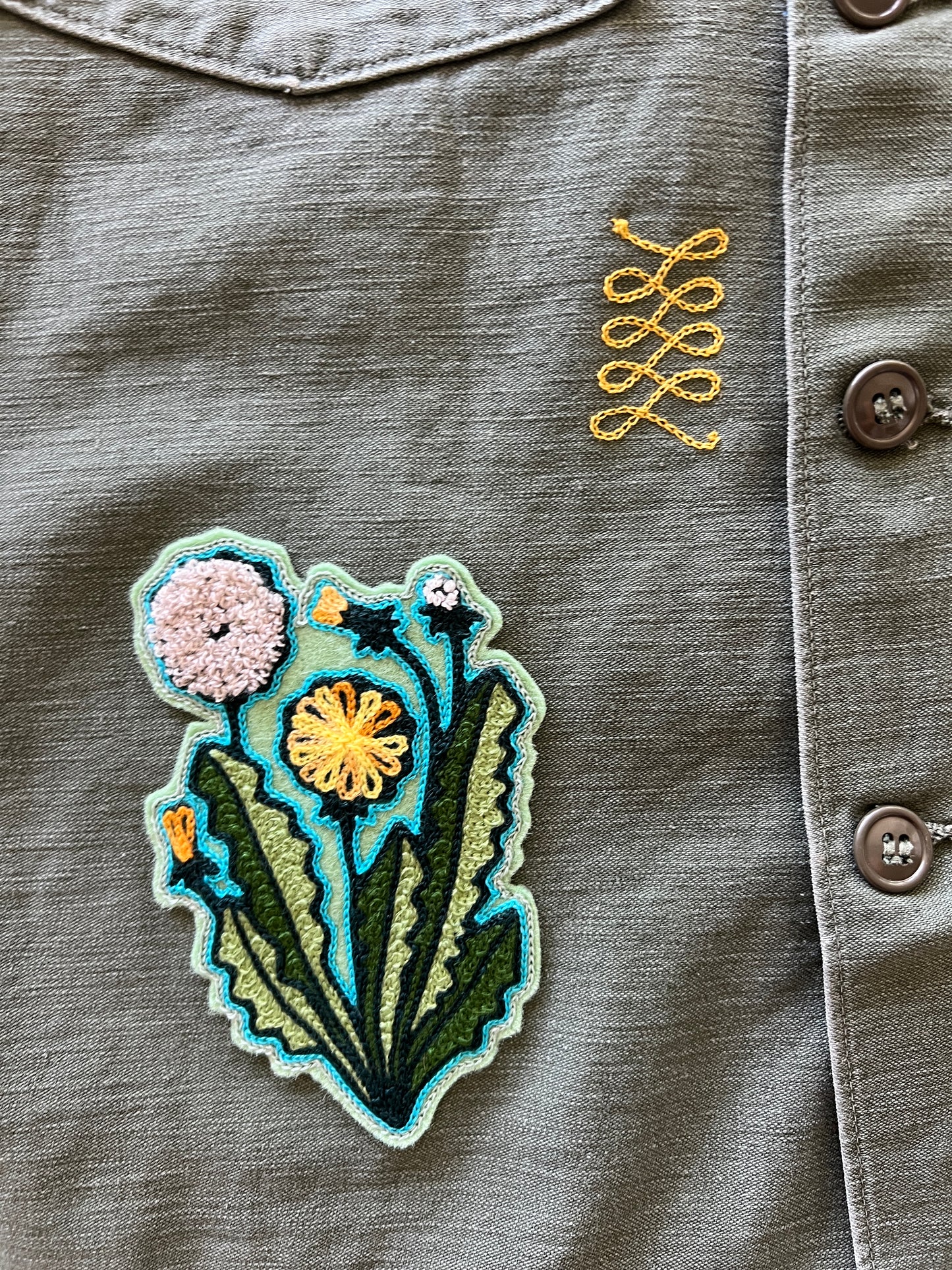 Vintage Military Shirt - Gold Mirror Bloom
