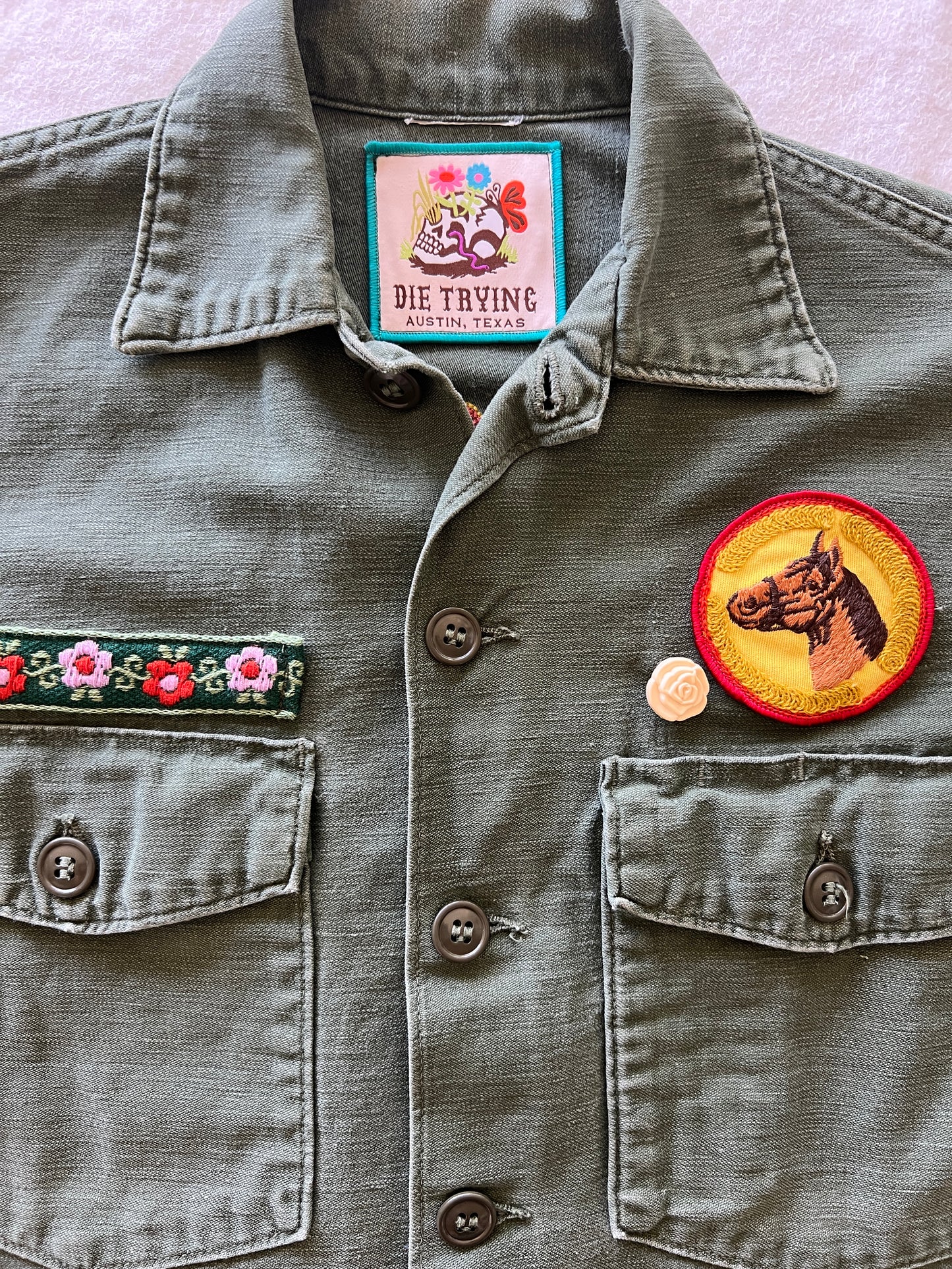 Vintage Military Shirt - Gold Mirror Bloom
