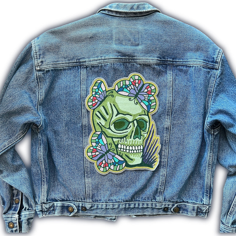 Butterflies Skull Backpatch - Green