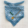 Embroidered Blue Rosey Bandana-Cotton