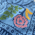 Embroidered Indigo Ramble Bandana-Silk