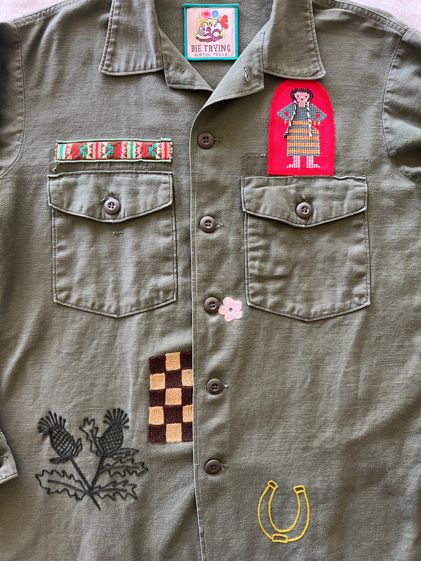 Vintage Military Shirt - Cowgirl Snake Bloom