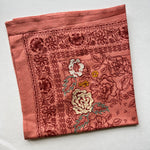 Embroidered Cameo Pink Rosey Bandana-Silk