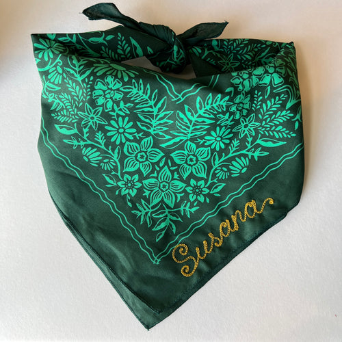 Fall Aster Bandana - Dark Green