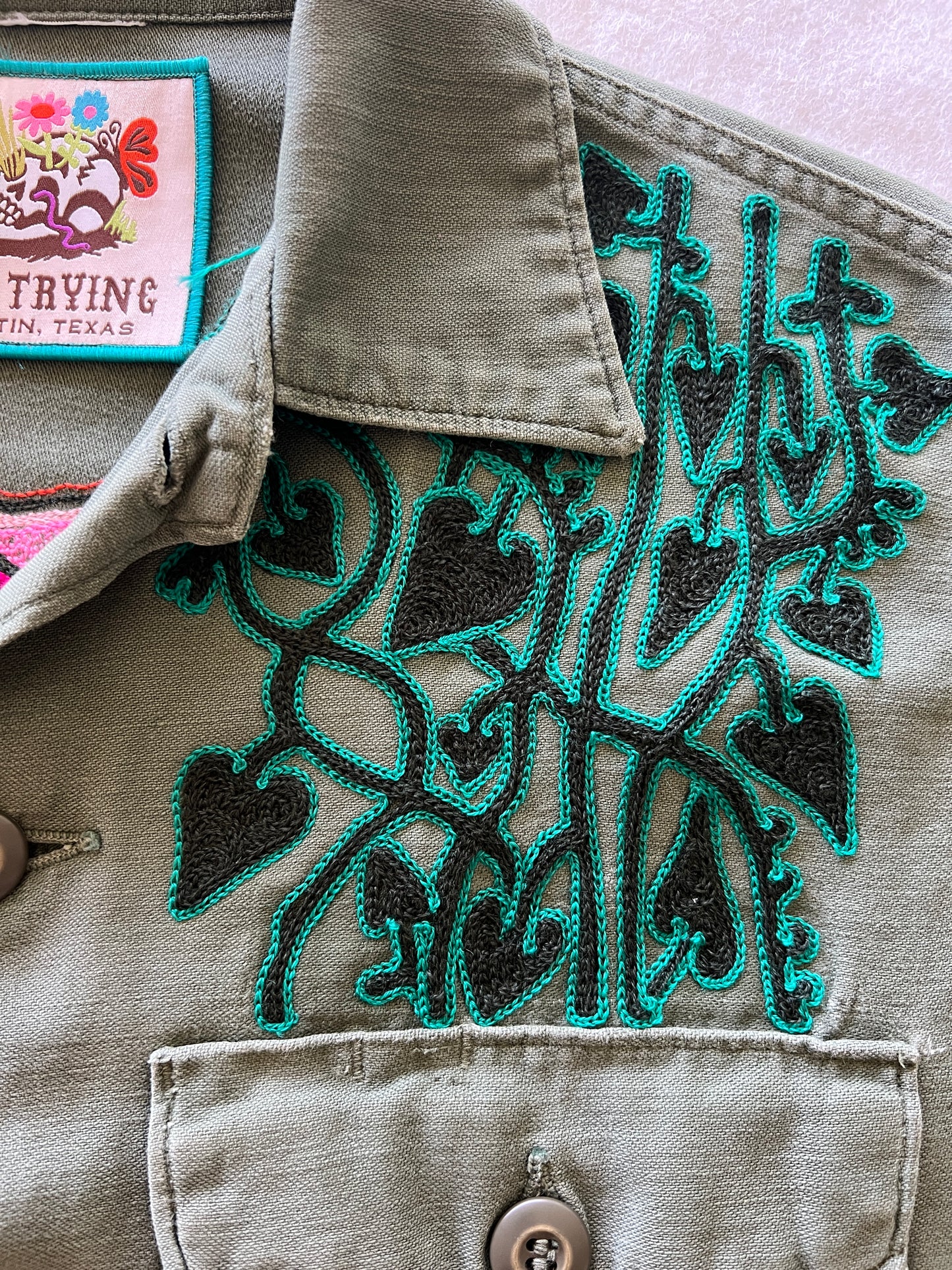 Vintage Military Shirt - Sunshine Snake Bloom