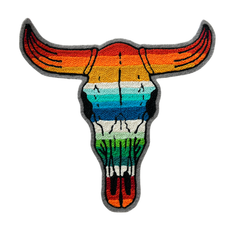 Serape Cow Skull Chainstitch Backpatch