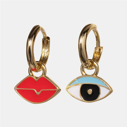 Hoop Earrings - Eye/Lips