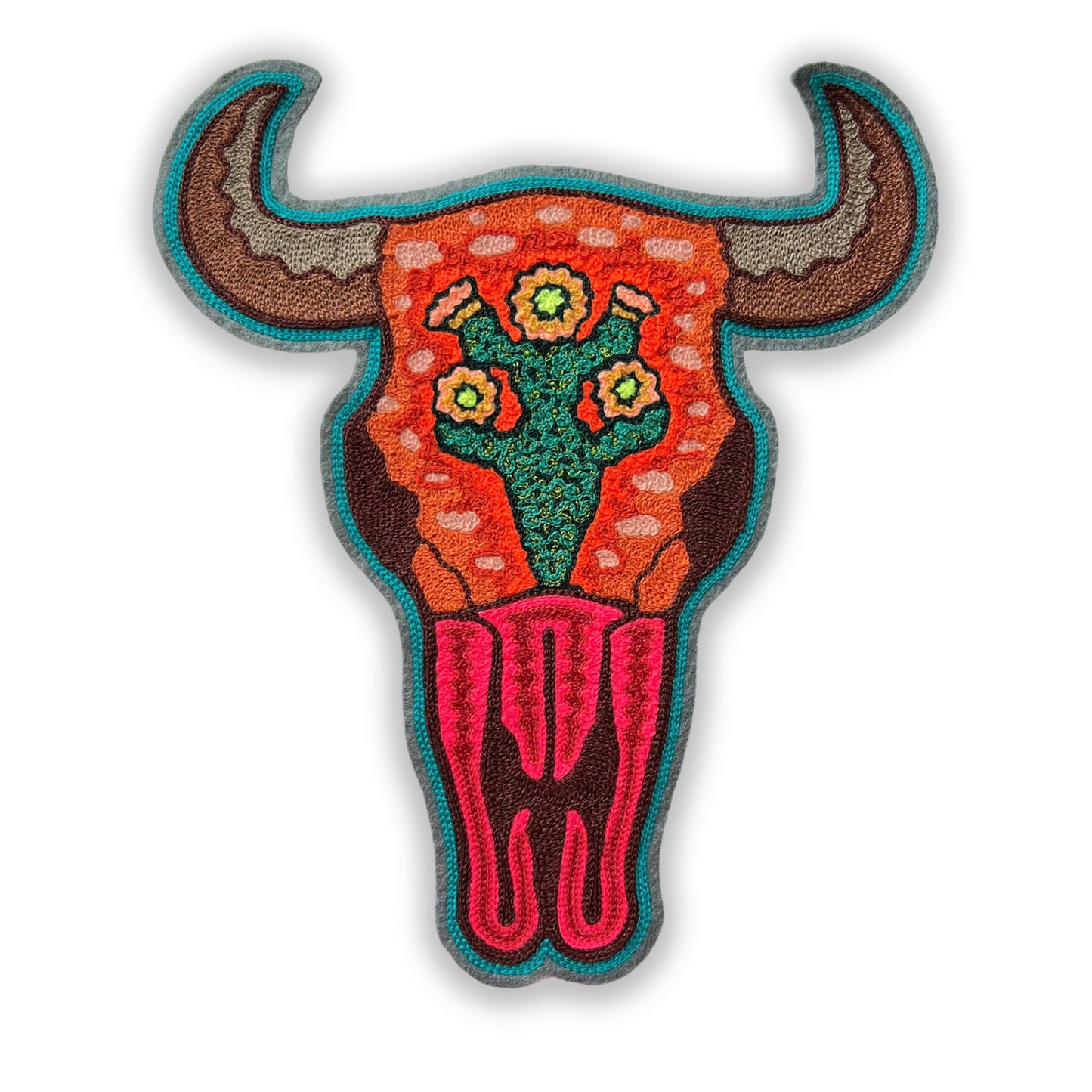 Bull Skull Cactus Backpatch-Orange & Green