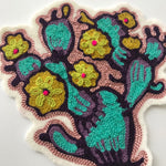 Yellow Flowered Cactus Chainstitch Patch