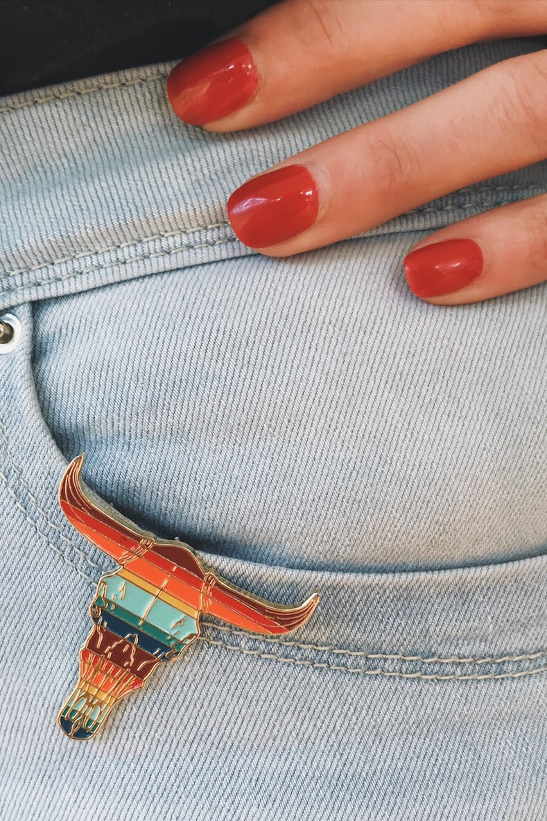 Serape Skull Enamel Pin