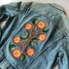 Vintage Denim Jacket - Mirror Flower Rust