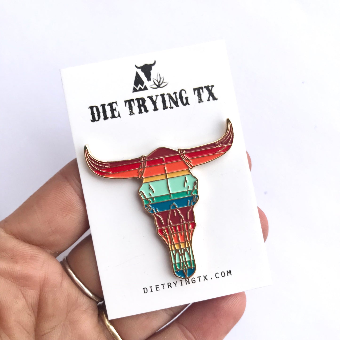Serape Skull Enamel Pin