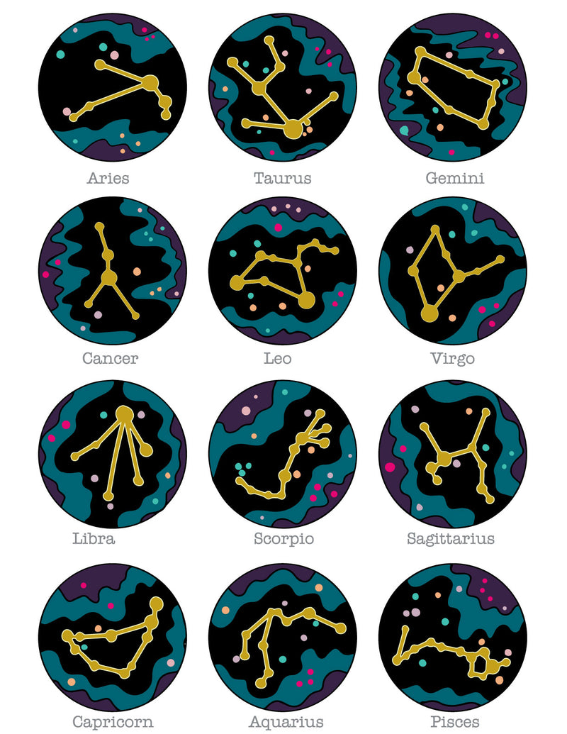 Zodiac Constellation Chainstitch Patches